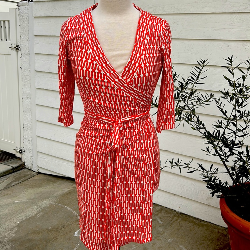 C. Wonder Red Wrap Midi Dress